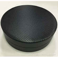 Black Carbon Fiber Round Leather Packaging Gift Box